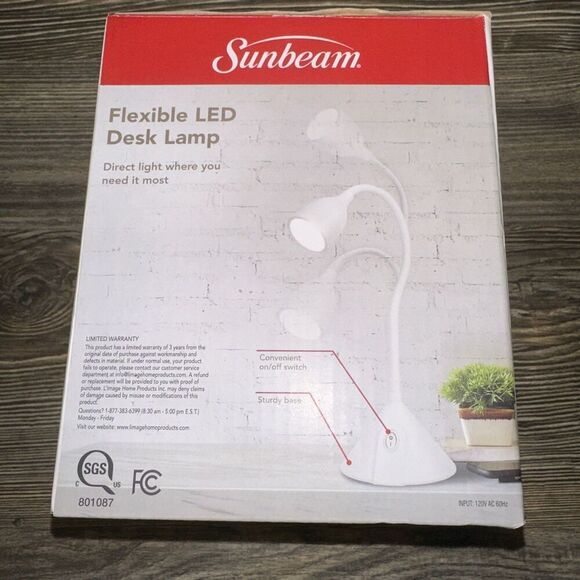 Sunbeam Flexible Neck LED Desk Lamp Adjustable Light - New. - Picture 4 of 5